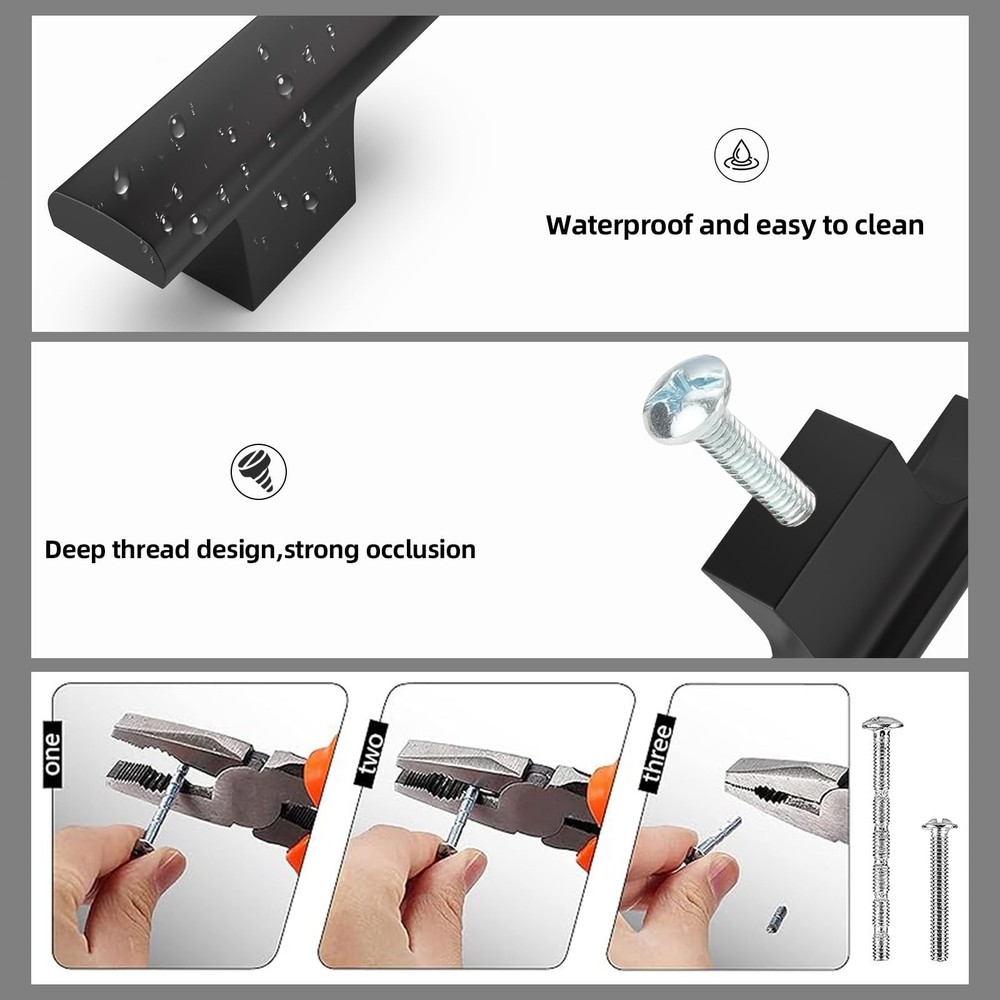 10 Pack Matte Black Kitchen Cabinet Knobs Silver Kitchen Hardware Cupboard Kn...