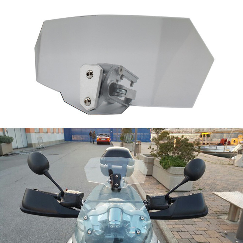 Universal Motorcycle Windscreen Windshield Extension Grey Adjustable