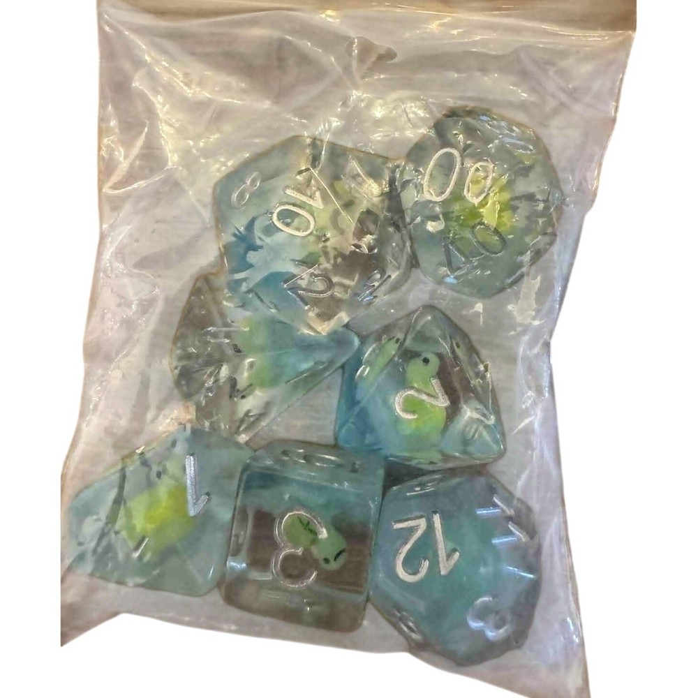 Dice - Turtles - Clear - Dice Set - 7 pc Set