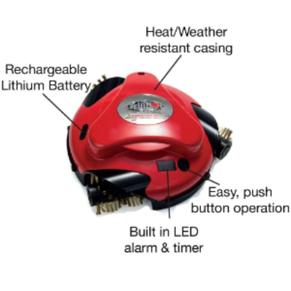 Red Automatic Grill Cleaning Robot with installed Brass Replacement Brush