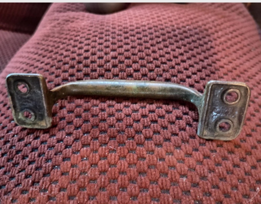 5" SOLID BRASS crusty drawer pull handle for restoration or vintage project