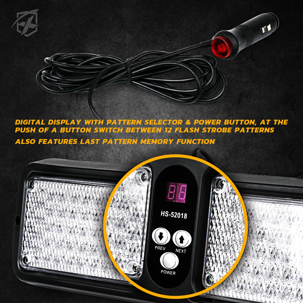Xprite Amber/Yellow 86 LED Strobe Light Sunshield Visor Mount Emergency Warning
