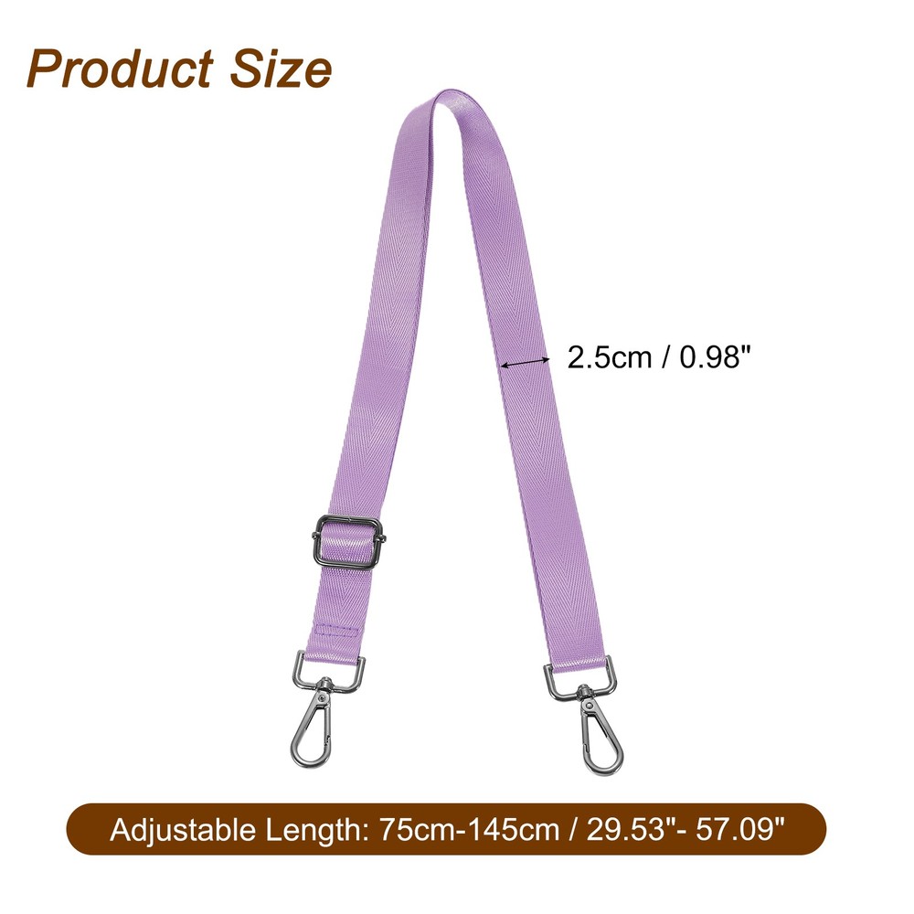 2.5cm Wide Shoulder Strap, Light Purple, Black Pull Core Buckle