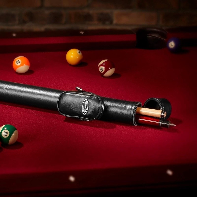 Durable Leatherette Pool Cue Case W/ Impact Resistant Shell & Accessory Pocket
