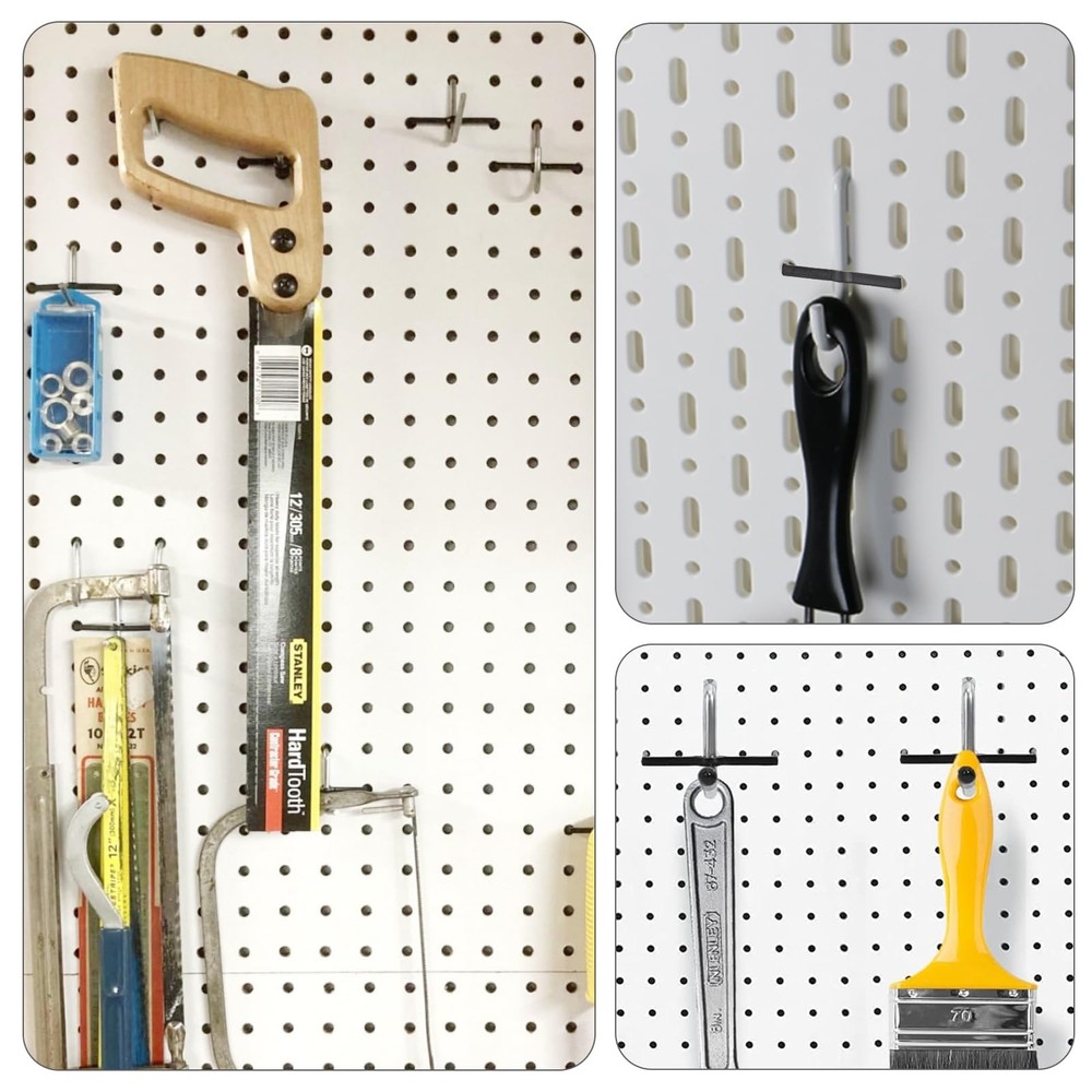 AccEncyc Black Peg Locks Plastic Pegboard Hook 60 Pcs,