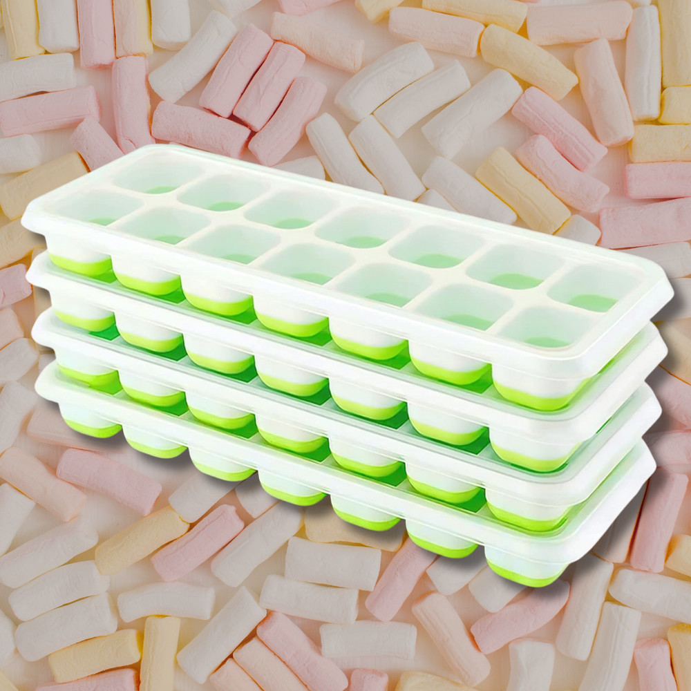 Ice Cube Tray with Lid, 4 Pack Durable Stackable Ice Cube Trays for Freezer with