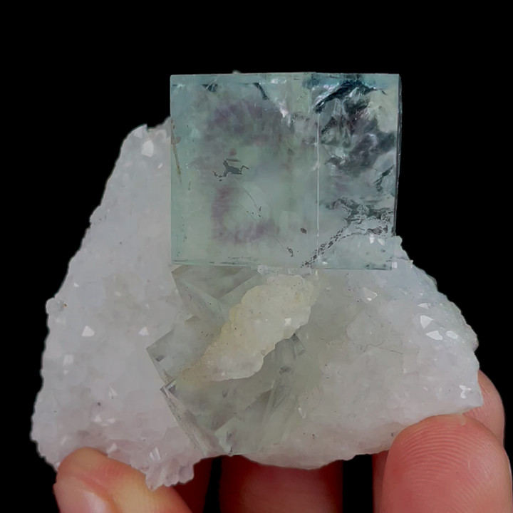 49g Natural Green Cubic Fluorite and Clear Quartz Mineral Specimen/Zhejiang