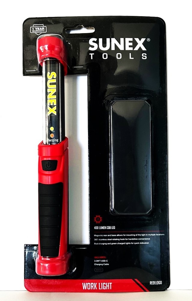 SUNEX TOOLS 400 LUMEN RECHARGABLE COB LED HANDHELD WORK LIGHT FLASH #REDLLOGO