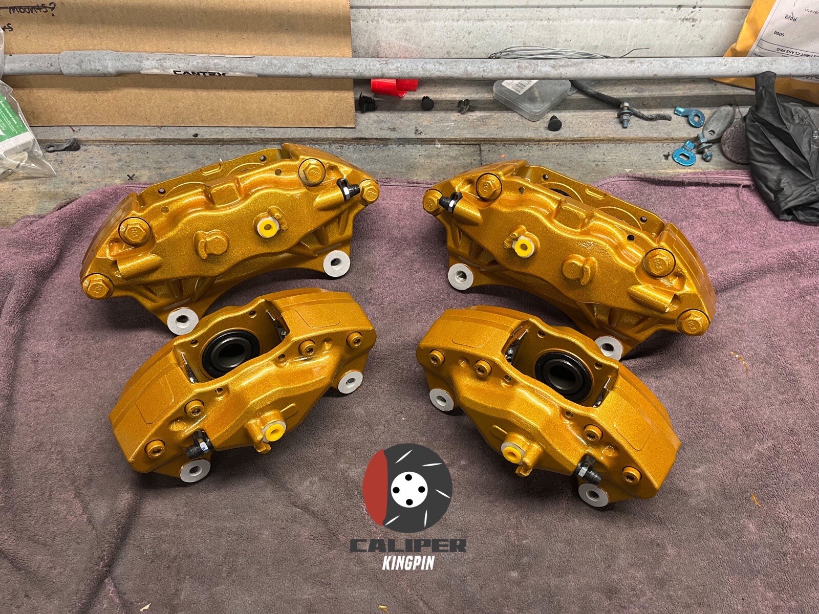 Subaru STi Front Rear Set Calipers 4 Piston Red Impreza WRX 08-17 Powder Coated