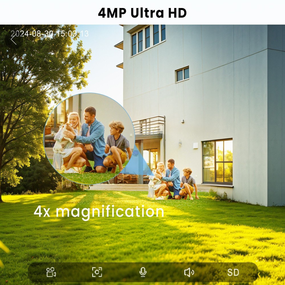 ARCCTV 4MP Wireless Security Camera System Wifi Solar Battery Powered 2Way Audio