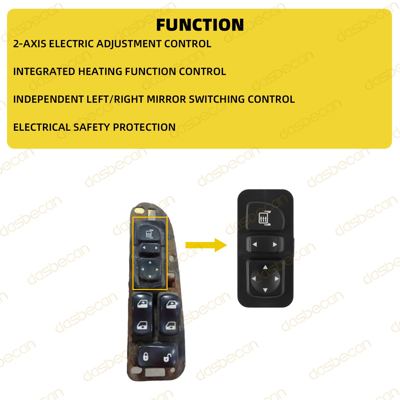 Door Mirror Left Right w/ Heat Mirror Switch For Peterbilt 2-Axis Q27-6016-001