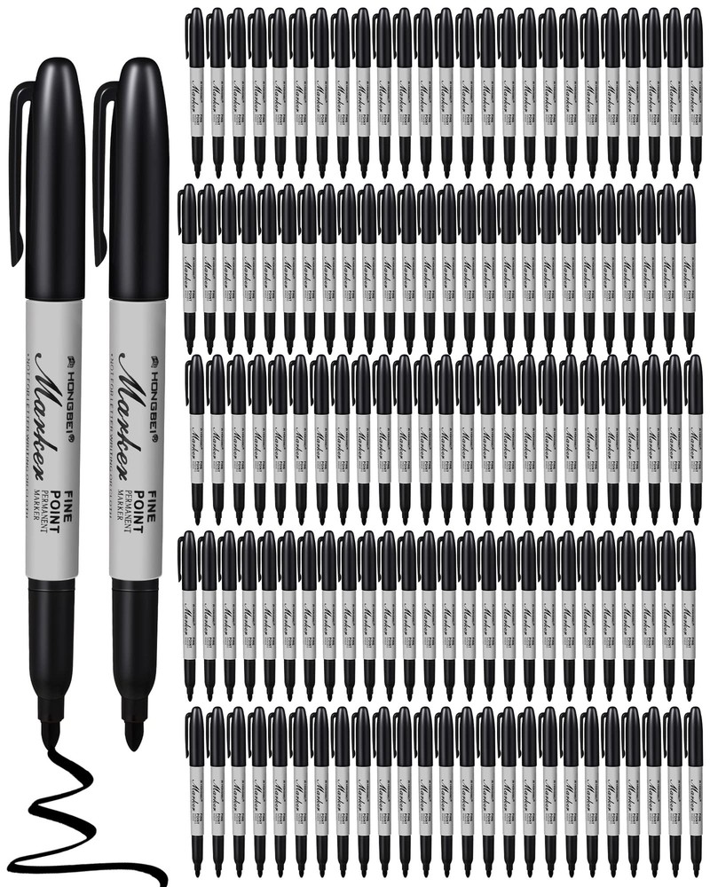 100 Pack Permanent Markers Bulk Black Permanent Marker Set Fine Point Marker ...