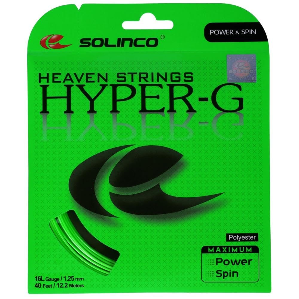 HyperG 16L Tennis String Set  Durable 1.25mm Polyester for Control & Spin