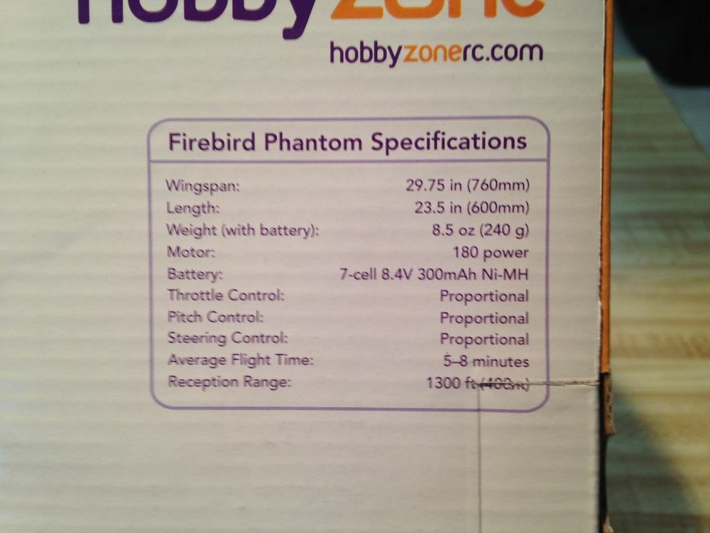 Hobbyzone Firebird Phantom RC Pusher Glider Airplane - RTF Version With ACT