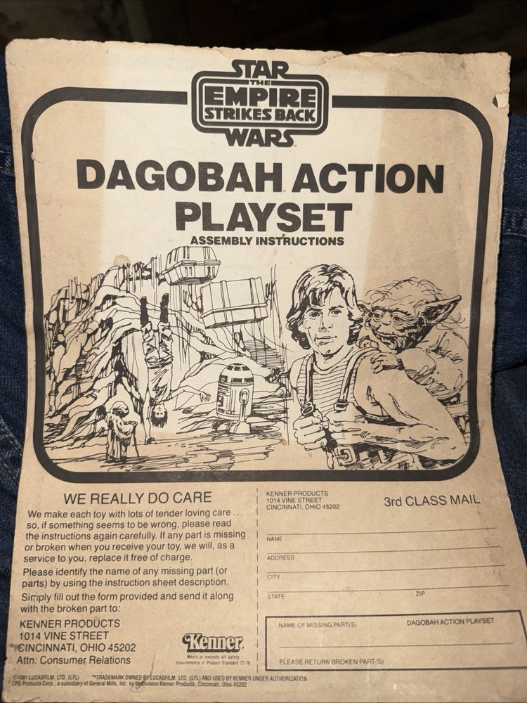 1981 DAGOBAH ACTION PLAYSET INSTRUCTION SHEET COPY