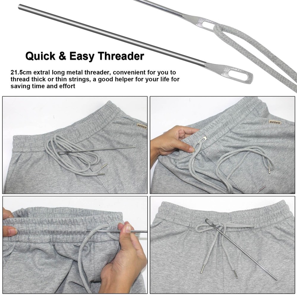"12PCS 66"" XL Drawstring Cords Replacement with 4 Threaders for Pants"