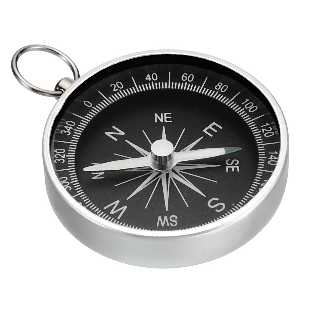 Pocket Compass Outdoors Navigation Compass with Key Ring White