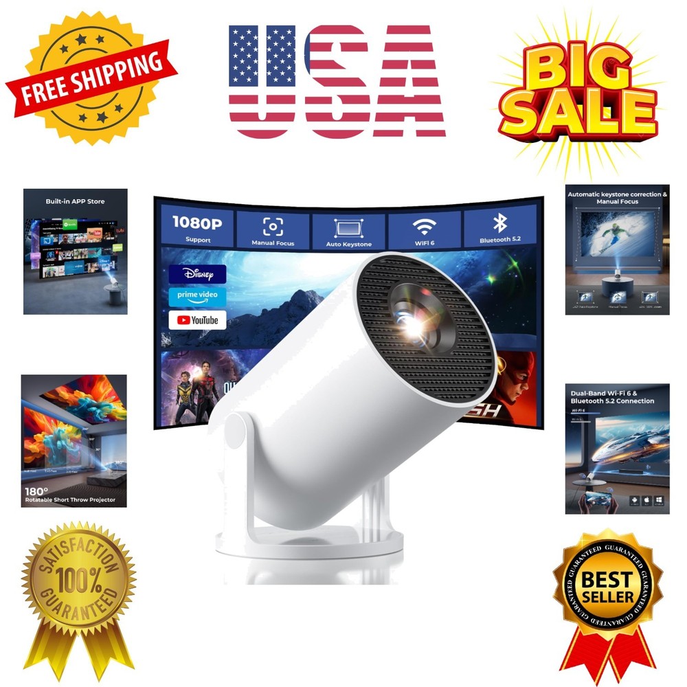 Ultra-Portable Mini Projector - 180° Rotating, WiFi & Bluetooth Connectivity