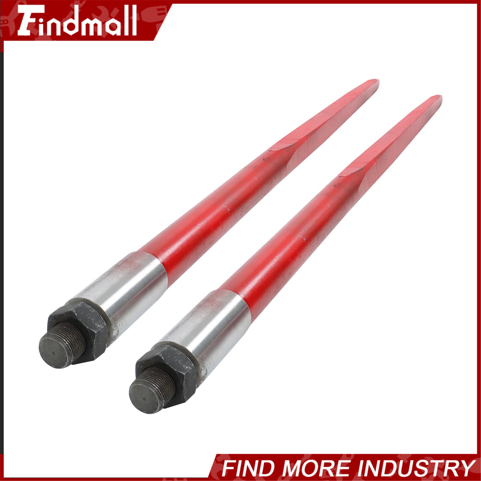 2-Pack Red Hay Bale Spear 49" 4500 lbs Capacity Spike Fork For Loaders Tractors