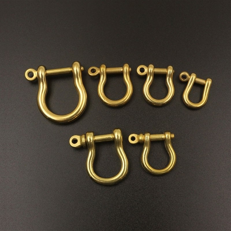 5Pieces Solid Brass D-Bow Shackle Screw Pin Attach Keychain Hook Leather Craft