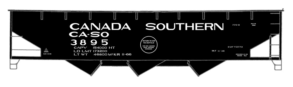 K4 HO Scale Decals Canada Southern Offset Triple Hopper White