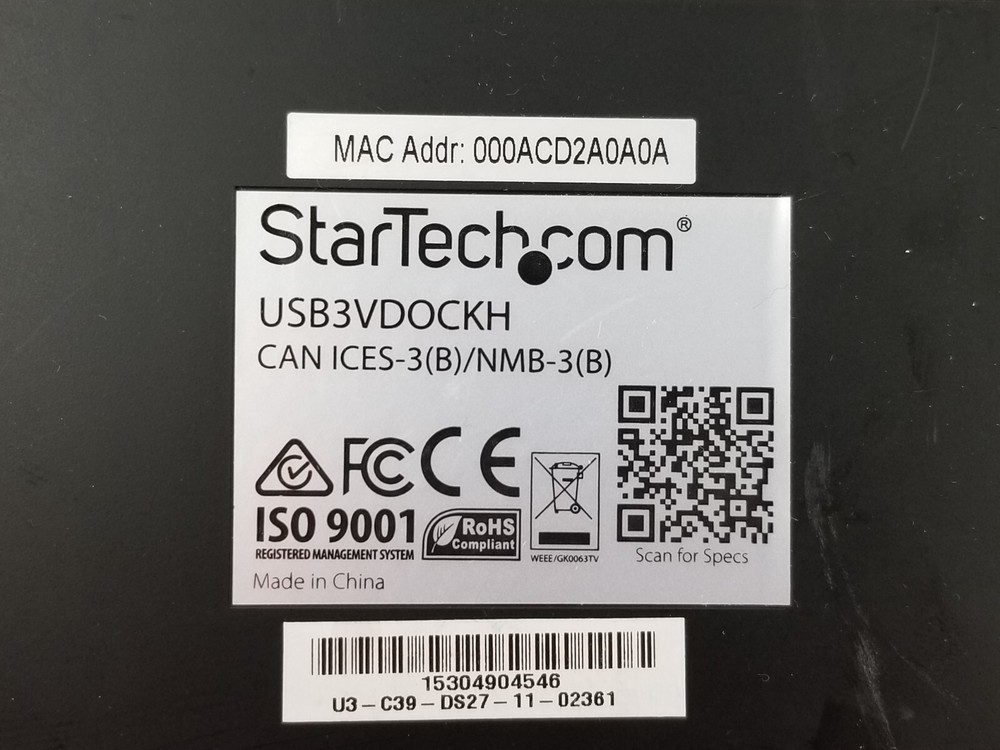 StarTech USB3VDOCKH HDMI Docking Station for Laptops USB 3.0