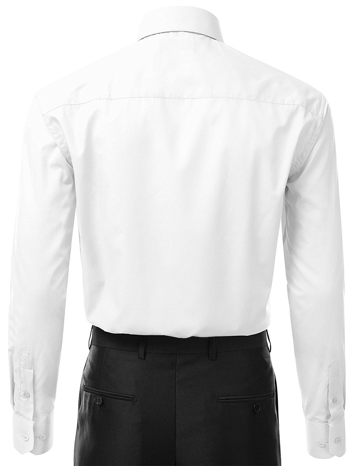 Berlioni Italy Men's Premium French Convertible Cuff Solid Dress Shirt White