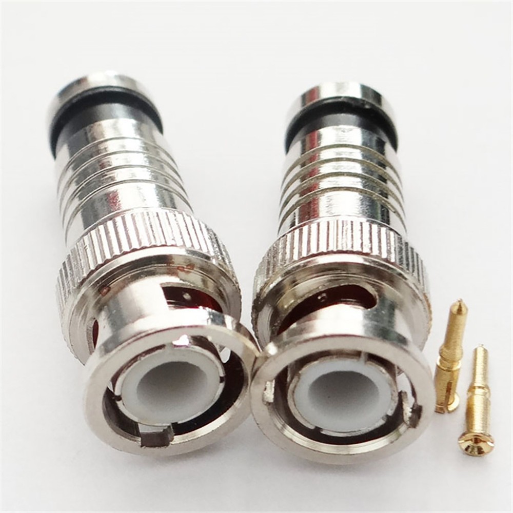 10PCS BNC Compression Connector Plug Adapter for CCTV Camera RG6 Coax Cables