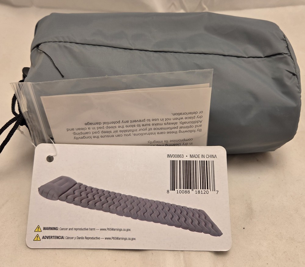 Torelli Inflatable Sleeping Pad - Gray Lightweight Camping Backpacking