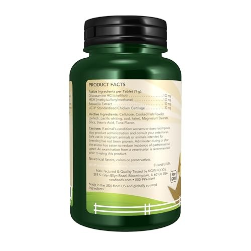 NOW Pets UC-II Advanced Joint Mobility Chewable Tablets for Dogs & Cats