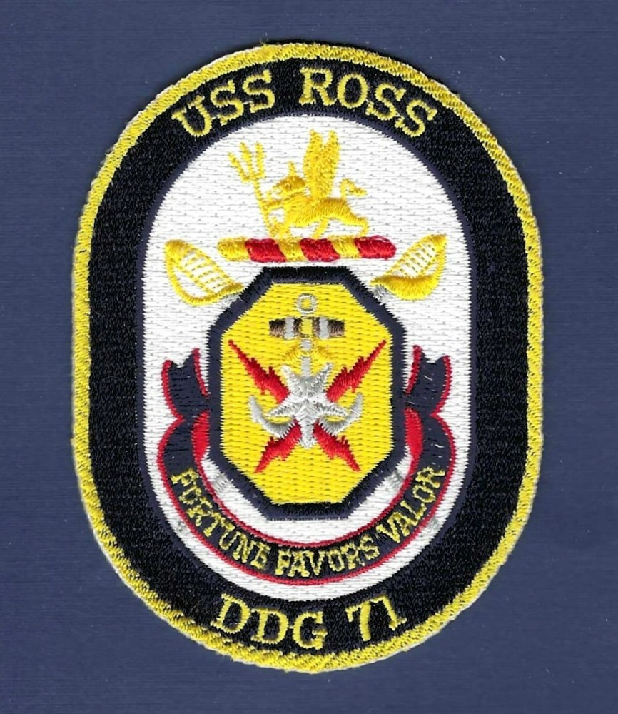 USS ROSS DDG-71 Guided Missile Destroyer Ship's Crest Patch