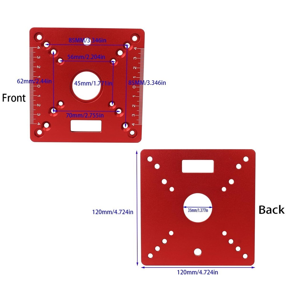 KETIPED Aluminium Router Table Insert Plate,Mini Red(single Plate)