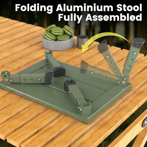 Adjustable RV Step Stool, 3-Step Height Adjustment, Foldable Legs, Army Green