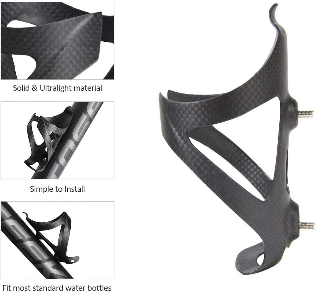 Water Bottle Cage, 3k Matte Full Carbon Fiber Lightweight and Strong 2 PCS