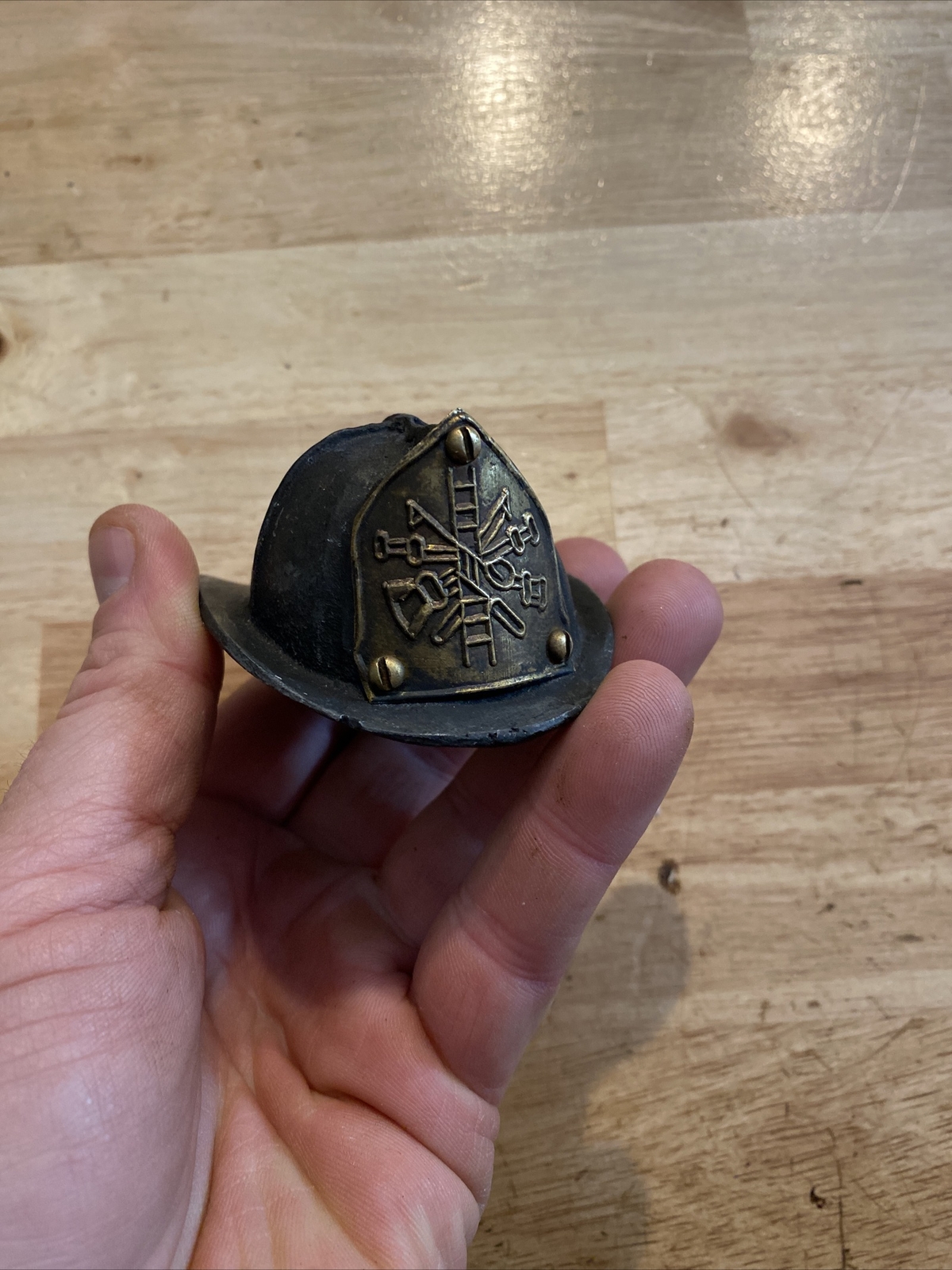 Firefighter Helmet Cast Iron Beer Bottle Opener Fireman Fire Chief Patina GIFT