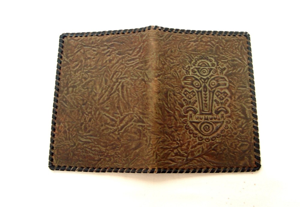 Vintage tooled leather folder Small book-cover