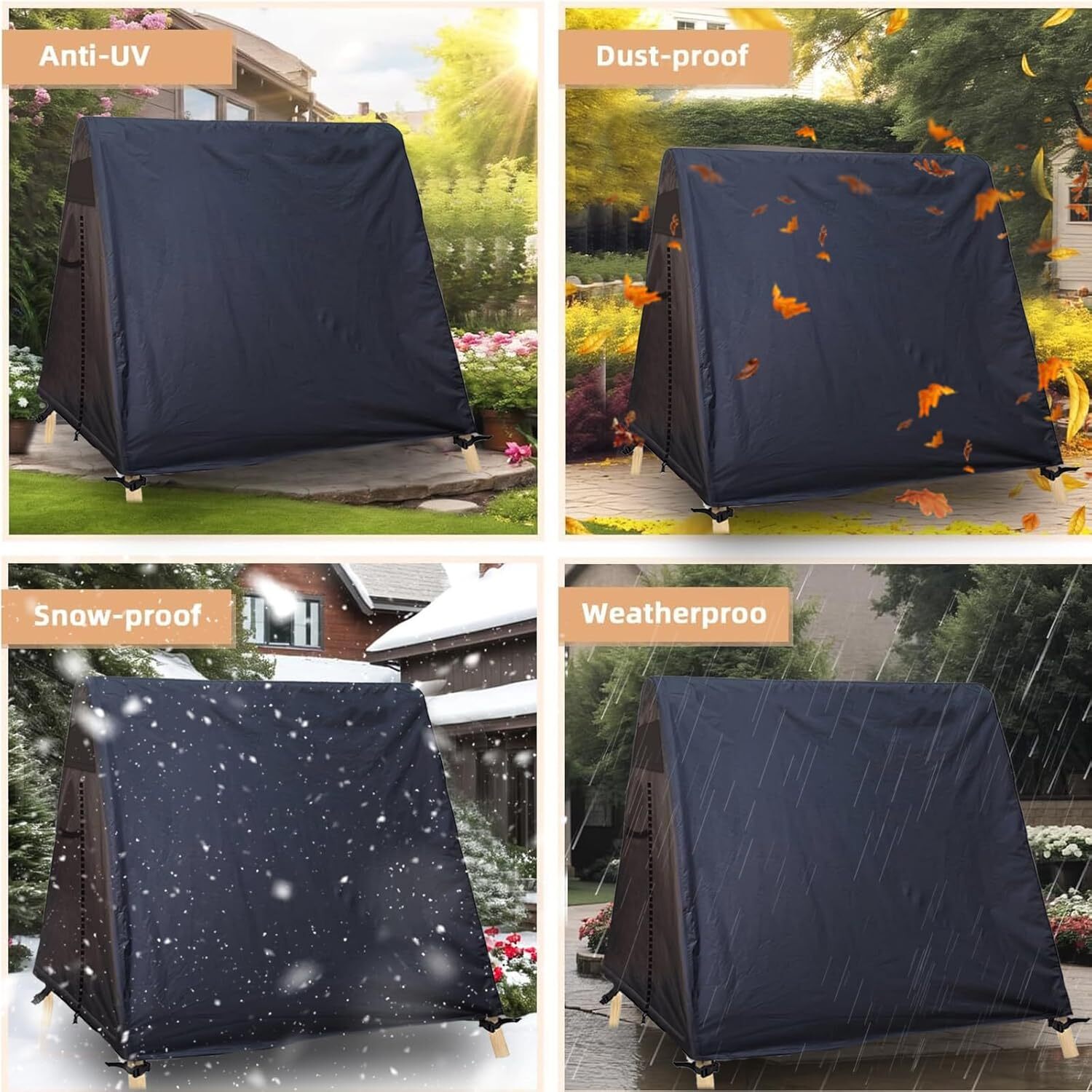 420D Oxford Cloth A Frame Patio Swings Cover UV Resistant 72 x 55 x 67 inch