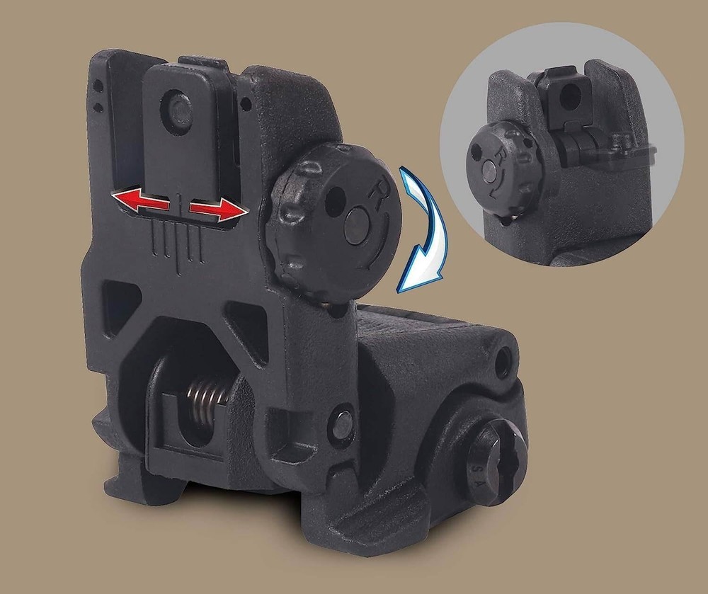 Flip Up Sight New Generation Front & Rear Back Up Sight Set Black