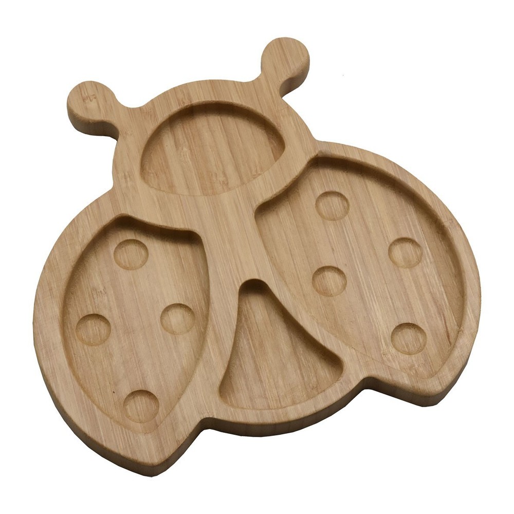 2 Pcs Bamboo Food Ladybug Shaped Plate for Snacks Appetizer 4916x2