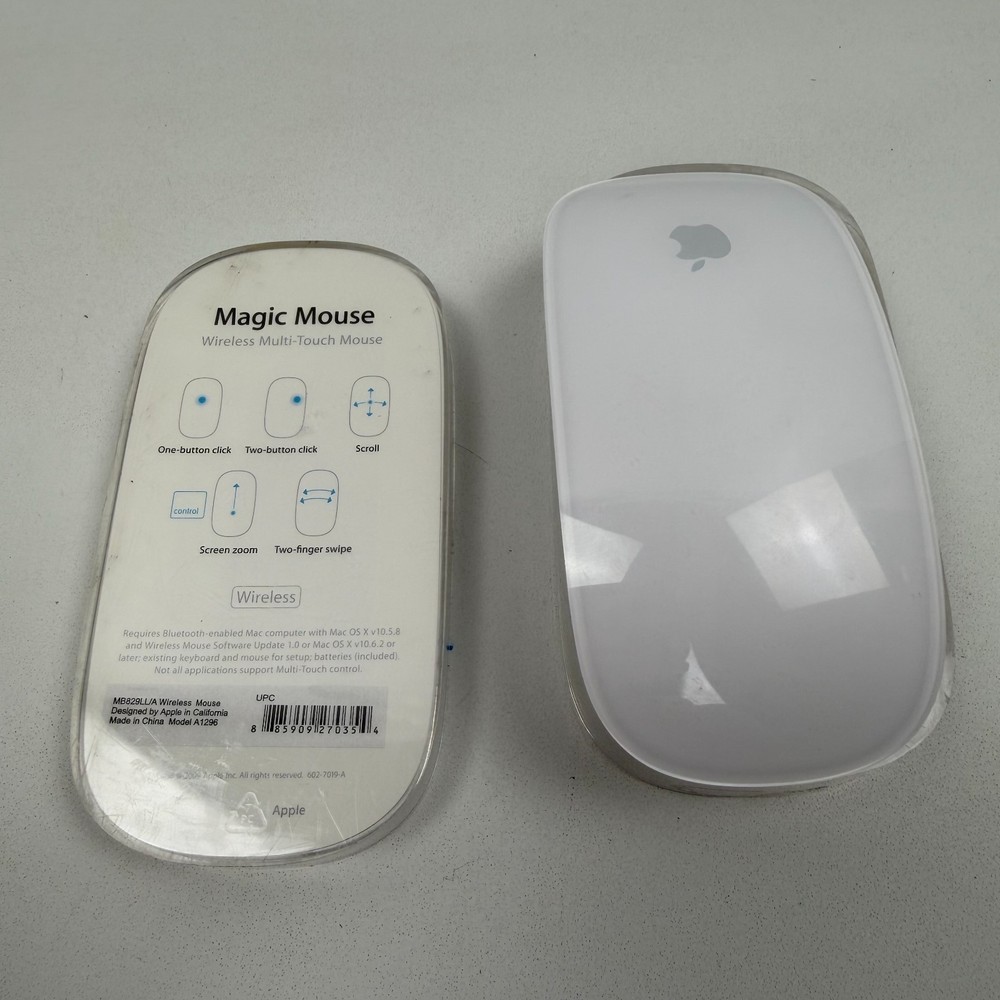Apple MB829LL/A Wireless Bluetooth Magic Laser Mouse White A1296 *TESTED/WORKING