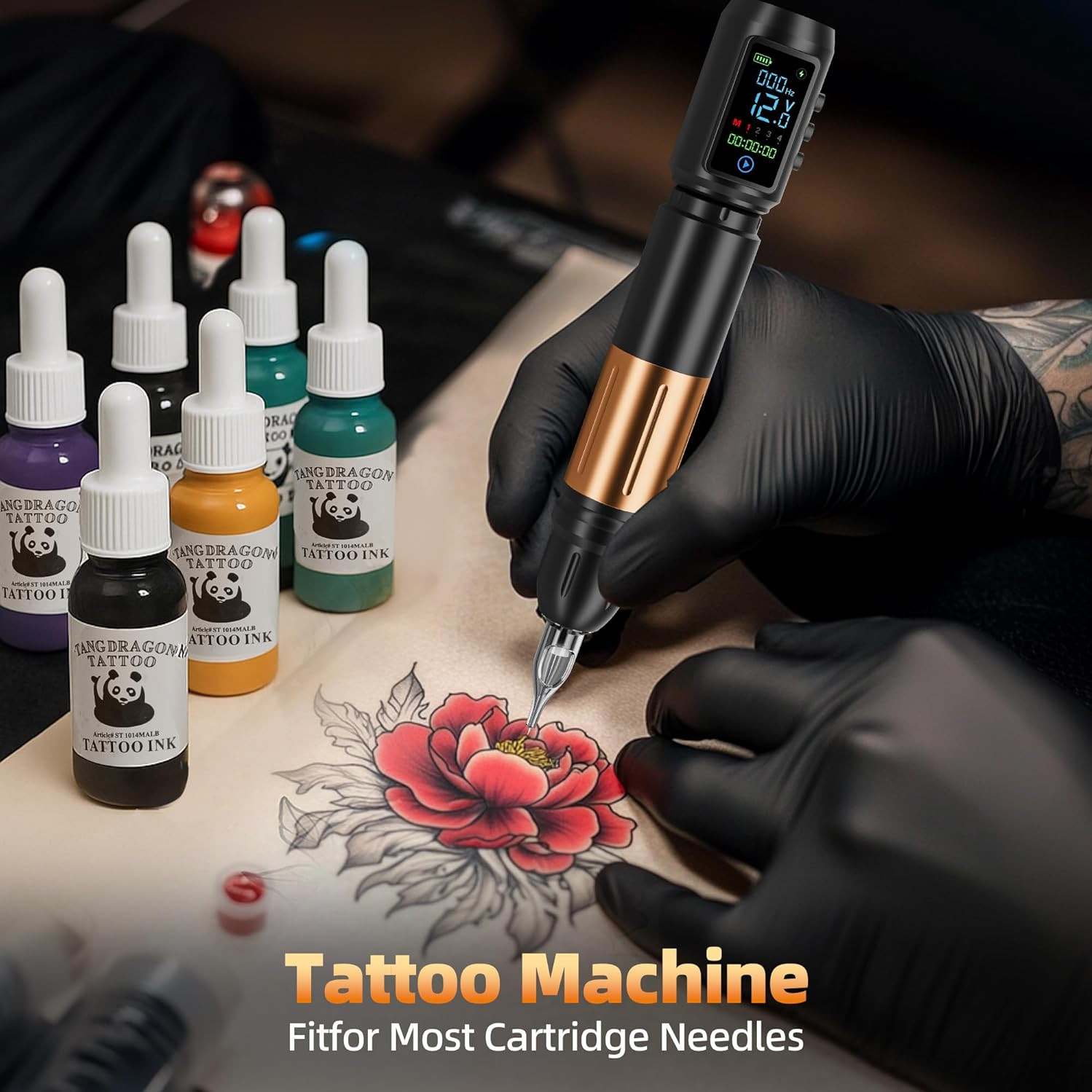 Tattoo Kit Wireless Tattoo Machine Pen Kit with 2Pcs 1600mAh Replaceable