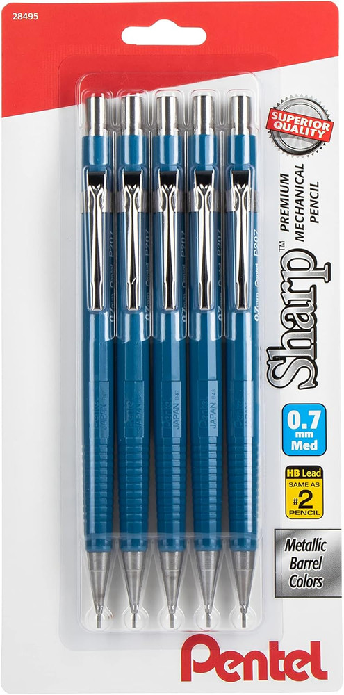 Sharp Mechanical Pencil (0.7Mm), Blue Barrel 5 Pack