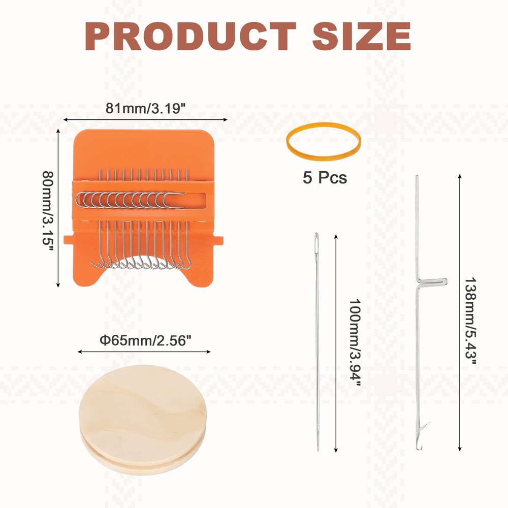 Speedweve Darning Loom, 12 Hooks Mini Weaving Knitting Machine Orange