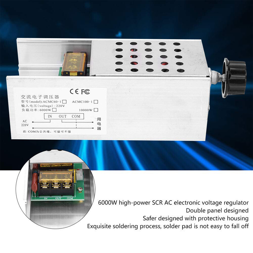 AC110-220V 6000W SCR Motor Speed Controller Adjustable Electrical Volt Regulator
