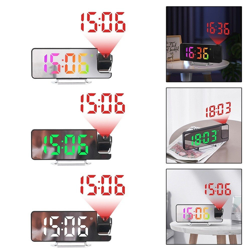 Useful Alarm Clock Clock 19.3*4*8.5cm Home Projection Sensing Temperature