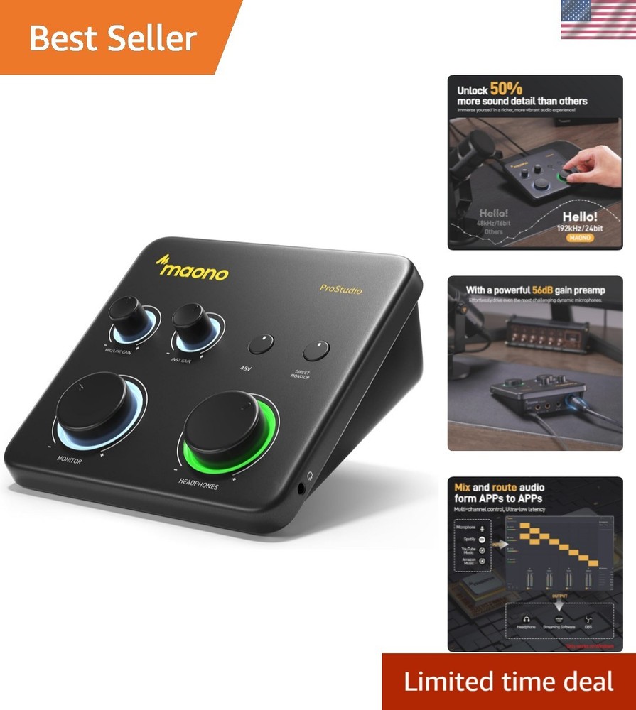 Compact USB Audio Interface with XLR Input: Perfect for Home Studios & Creators