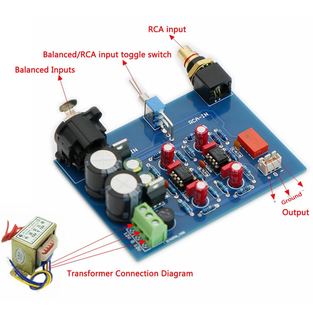 1pc Balanced Unbalanced Input to Balanced Output Card （Mono）