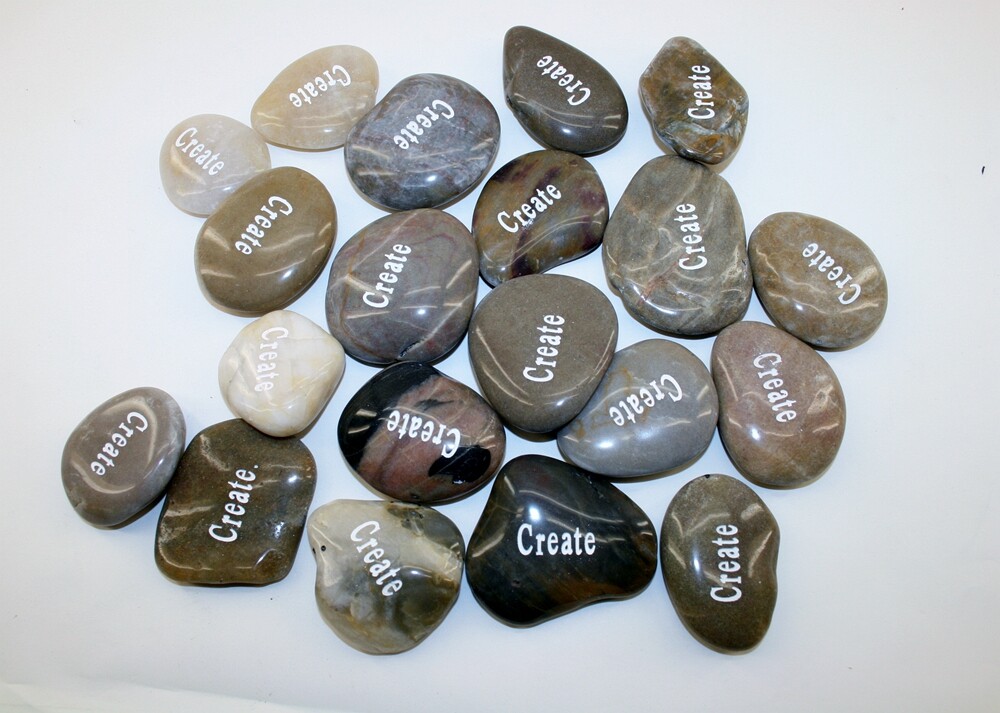 Lot of 100pcs Inspirational Word River Stones Etched Engrave Carve Words Stone