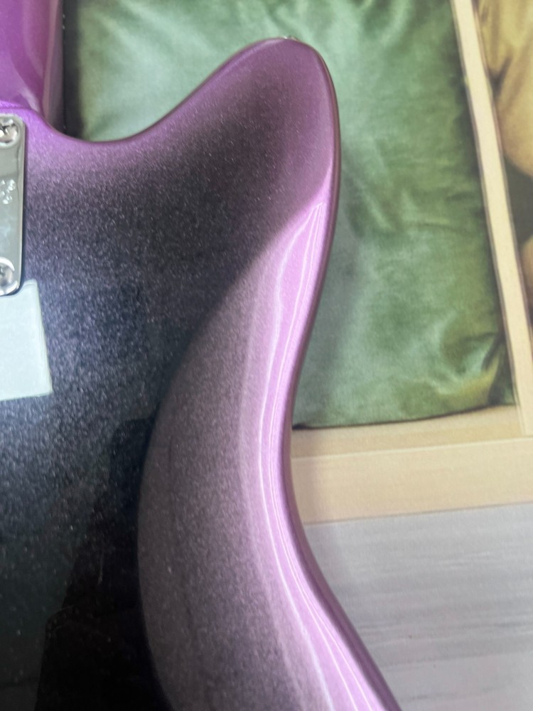 Jazz style electric guitar purple gradient solid silver hardware