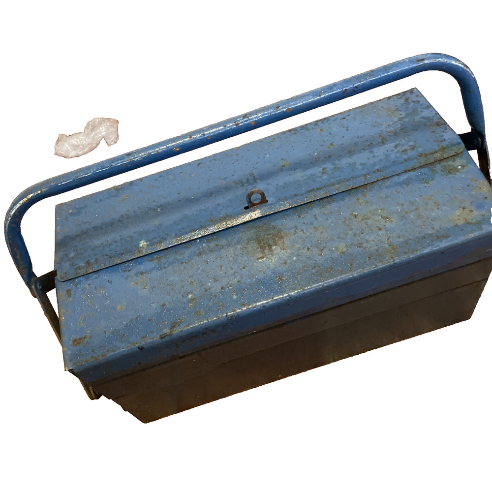 Vintage Tool Box Blue Metal 3 Level